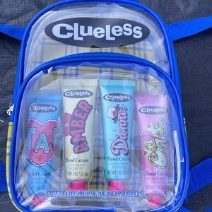 Clueless Clear Backpack with 4 Scented Hand Creams (1oz) each New in Package